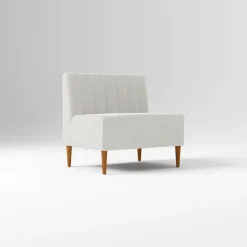 West Elm Open Box: Emmett Dining Banquette Armless Single - Performance Yarn Dyed Linen Weave Frost Gray, Acorn