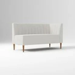 West Elm Open Box: Emmett Dining Right Arm Bench Banquette - Performance Yarn Dyed Linen Weave Frost Gray, Acorn
