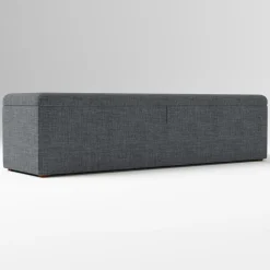 West Elm Open Box: Emmett Upholstered Storage Queen Bench (64") - Yarn Dyed Linen Weave Pewter