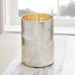 West Elm Open Box: Etched Glass Candleholders, Tall (12") - Antique Silver