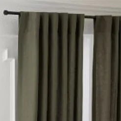 West Elm Open Box: European Flax Linen Blackout Curtain (48"W x 108"L) - Balsam Green