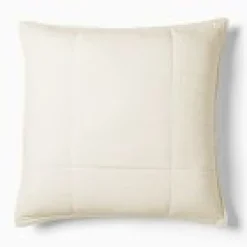 West Elm Open Box: European Flax Linen Box Stitch Sham, Euro - Alabaster