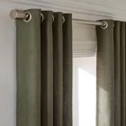 West Elm Open Box: European Flax Linen Grommet Light Filtering Curtain (48"W x 108"L) - Dark Olive