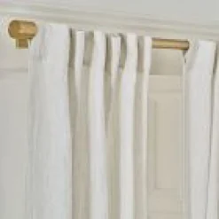 West Elm Open Box: European Flax Linen Light Filtering Curtain (48"W x 108"L) - Charcoal Pinstripe