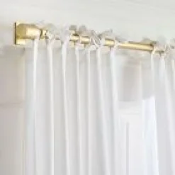 West Elm Open Box: European Flax Linen Light Filtering Curtain w/ Tie Top (48"W x 84"L) - White