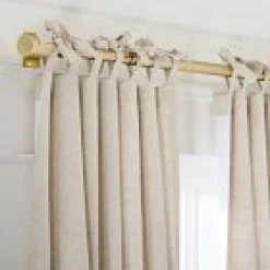 West Elm Open Box: European Flax Linen Light Filtering Curtain w/ Tie Top (48"W x 96"L) - Natural Flax
