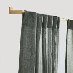 West Elm Open Box: European Flax Linen Light-Filtering Curtain (96"W x 108"L) - Olive Melange