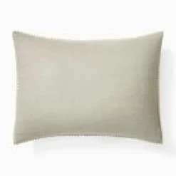 West Elm Open Box: European Flax Linen Pom Pom Sham, King - Celadon
