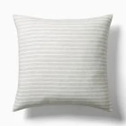 West Elm Open Box: European Flax Linen Sham, Euro - Charcoal Multistripe