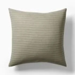 West Elm Open Box: European Flax Linen Sham, Euro - Elm Multistripe