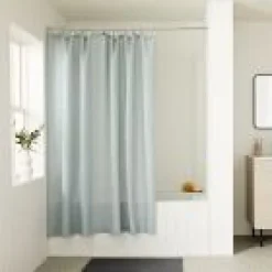 West Elm Open Box: European Flax Linen Shower Curtain, Standard (72" x 74") - Silver Mist
