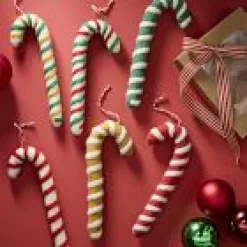 West Elm Open Box: Felt Candy Cane Ornaments (Set of 6) - Multi