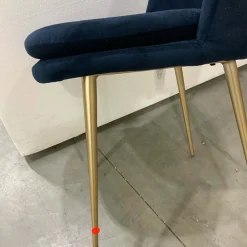 West Elm Open Box: Finley High Back Dining Chair - Performance Velvet Midnight, Champagne Bronze