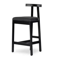 West Elm Open Box: Flint leather Bar Stool - Black