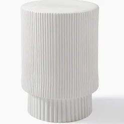 West Elm Open Box: Fluted Ceramic Indoor/Outdoor Side Table (16") - White