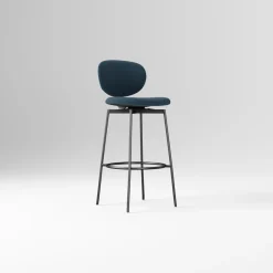 West Elm Open Box: Flynn Bar Stool (30") - Performance Velvet Petrol, Dark Bronze
