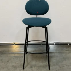 West Elm Open Box: Flynn Bar Stool (30") - Performance Velvet Petrol, Dark Bronze