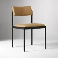West Elm Open Box: Freeman Leather Pivot Dining Chair - Ludlow Leather Cumin, Textured Antique Bronze
