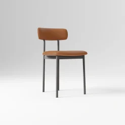 West Elm Open Box: Grier Leather Dining Chair - Ludlow Leather Sesame, Textured Antique Bronze