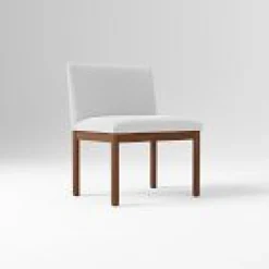 West Elm Open Box: Hargrove Banquette Armless Single - Performance Velvet Frost Gray, Cool Walnut