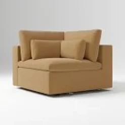 West Elm Open Box: Harmony Modular Corner - Astor Velvet Golden Oak