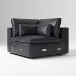 West Elm Open Box: Harmony Modular Corner - Sierra Leather Licorice