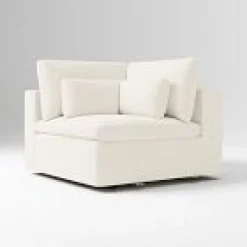 West Elm Open Box: Harmony Modular, Corner - Performance+ Yarn Dyed Linen Weave Alabaster