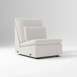 West Elm Open Box: Harmony Modular Non-Motion Armless Single - Performance Yarn Dyed Linen Weave Frost Gray