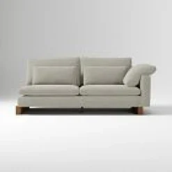 West Elm Open Box: Harmony Right Arm 2.5 Seater Sofa - Twill Gravel, Dark Walnut