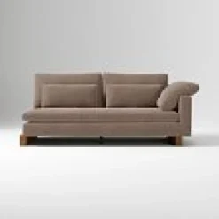 West Elm Open Box: Harmony Right-Arm 2.5 Seater Sofa Bench - Performance Modern Chenille Mink, Dark Walnut