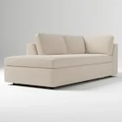 West Elm Open Box: Harris Left Arm Bumper Chaise - Performance Chenille Tweed Sand