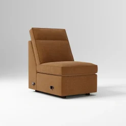 West Elm Open Box: Harris Non-Motion Armless Single - Performance Distressed Velvet Golden Oak