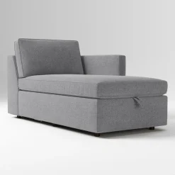 West Elm Open Box: Harris Right-Arm Storage Chaise - Performance Distressed Velvet Pewter