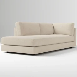 West Elm Open Box: Haven Left-Arm Bumper Chaise - Performance Distressed Velvet Sand