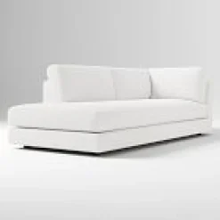 West Elm Open Box: Haven Left-Arm Bumper Chaise - Performance Washed Canvas White