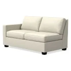 West Elm Open Box: Henry Left Arm Loveseat - Performance Basketweave Alabaster, Chocolate