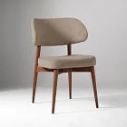 West Elm Open Box: Hyde Dining Chair - Deluxe Velvet Clay, Cool Walnut
