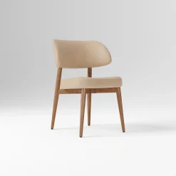 West Elm Open Box: Hyde Dining Chair (31.75") - Ludlow Leather Sand, Cool Walnut