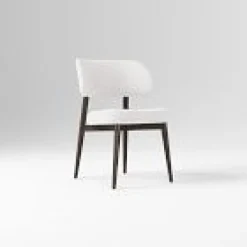 West Elm Open Box: Hyde Dining Chair - Performance Coastal Linen White, Smoked Oak
