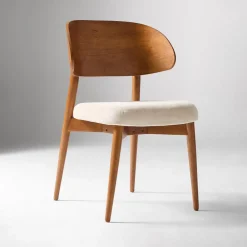 West Elm Open Box: Hyde Plywood Back Dining Chair - Performance Distressed Velvet Sand, Cool Walnut