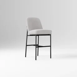 West Elm Open Box: Jack Metal Frame Counter Stool (26") - Performance Coastal Linen Frost Gray, Dark Bronze
