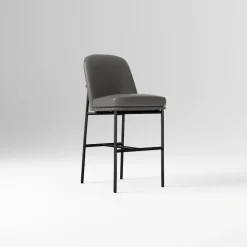 West Elm Open Box: Jack Metal Frame Leather Counter Stool (26") - Sierra Leather Fog, Dark Bronze