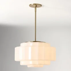 West Elm Open Box: Jules Pendant , Small - Milk Glass, Champagne Bronze