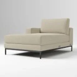 West Elm Open Box: Landon Left-Arm Chaise - Performance Chenille Crossweave Sand, Textured Antique Bronze