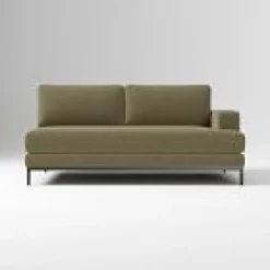 West Elm Open Box: Landon Right-Arm 2.5 Seater Sofa Bench - Performance Chenille Crossweave, Textured Antique Bronze