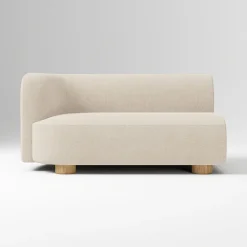 West Elm Open Box: Laurent Left-Arm 2 Seater Sofa - Performance Distressed Velvet Sand, Blonde