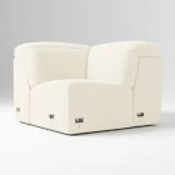 West Elm Open Box: Leo Corner - Performance Velvet Alabaster