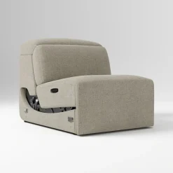 West Elm Open Box: Leo Reclining Motion Armless Single - Performance Distressed Velvet Dune