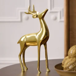 West Elm Open Box: Metal Reindeer Object, Standing - Brass