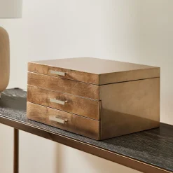 West Elm Open Box: Mid-Century Champagne Lacquer Jewelry Box, Grand (7.25"H)